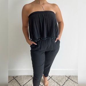 Strapless Jumpsuit with Pockets